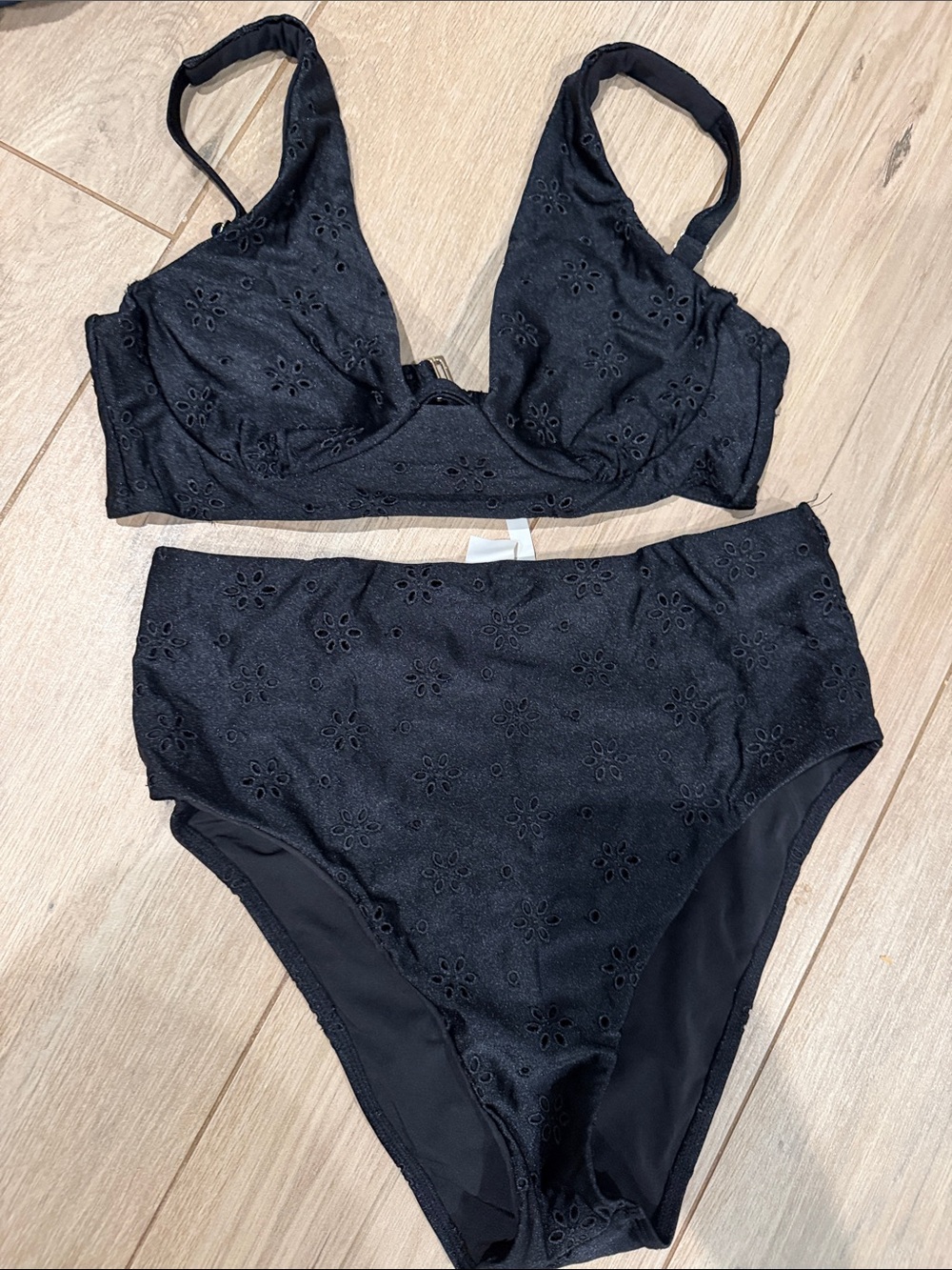 Chelsea & Violet Black Eyelet One-Piece Swim